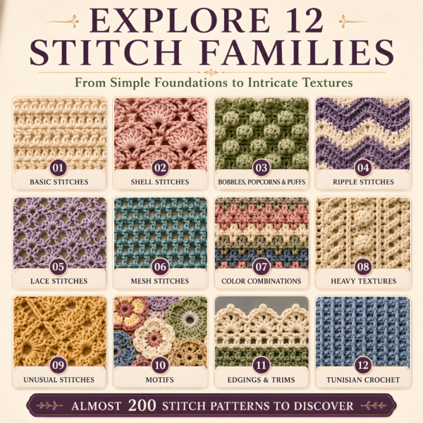 crochet-stitch-families-almost-200-stitch-patterns-guide