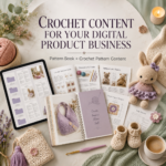 Image of a digital resource bundle featuring over 500 crochet patterns, including baby and amigurumi designs.