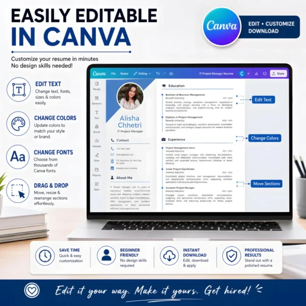 editable-canva-project-manager-resume-template