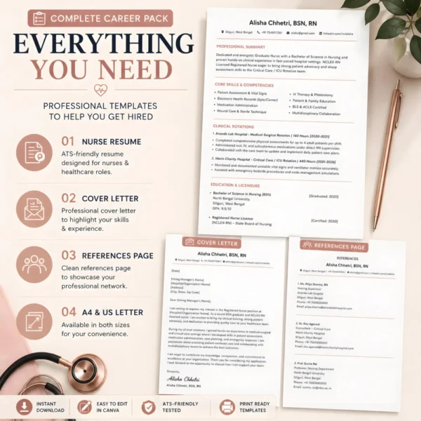 nurse-career-complete-template-pack-resume-cover-references