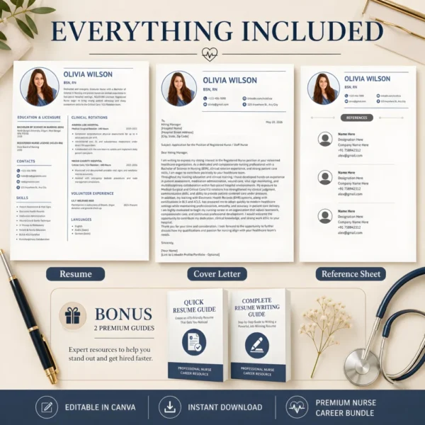 nurse-resume-cover-letter-reference-bundle-editable-template