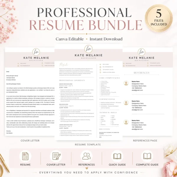 professional-resume-bundle-canva-editable-5-files-included
